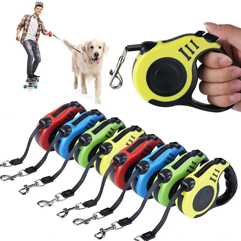 Coleira Retrátil para Cachorro de 3 e 5 metros, para Animais de Estimação, Corda de Tração, Cinto Automático, Coleira Flexível para Cães Pequenos, Médios e Grandes